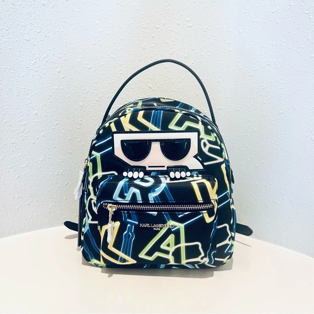 Karl Lagerfeld Paris Amour Neon Letters Black Mini Backpack OS NWT